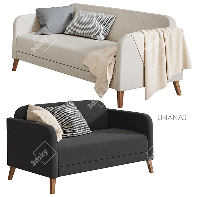 Ikea Linanes Sofa - Versatile and Stylish 3D model image 11
