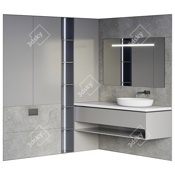 Modern Bathroom Furniture Set 3D model image 1