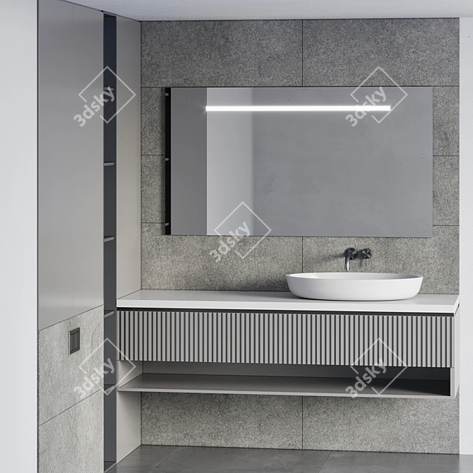 Modern Bathroom Furniture Set 3D model image 2