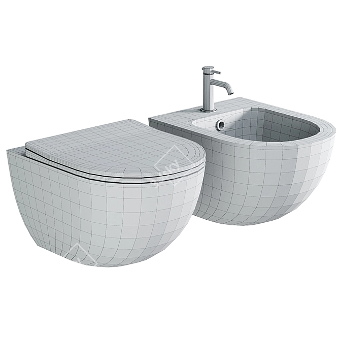  Aura WWU01122W: Suspended Toilet with Microlift Seat 3D model image 2