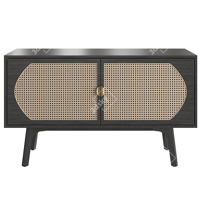 Elegant Rattan Sideboard: H70.5 x W120 x D45cm 3D model image 1