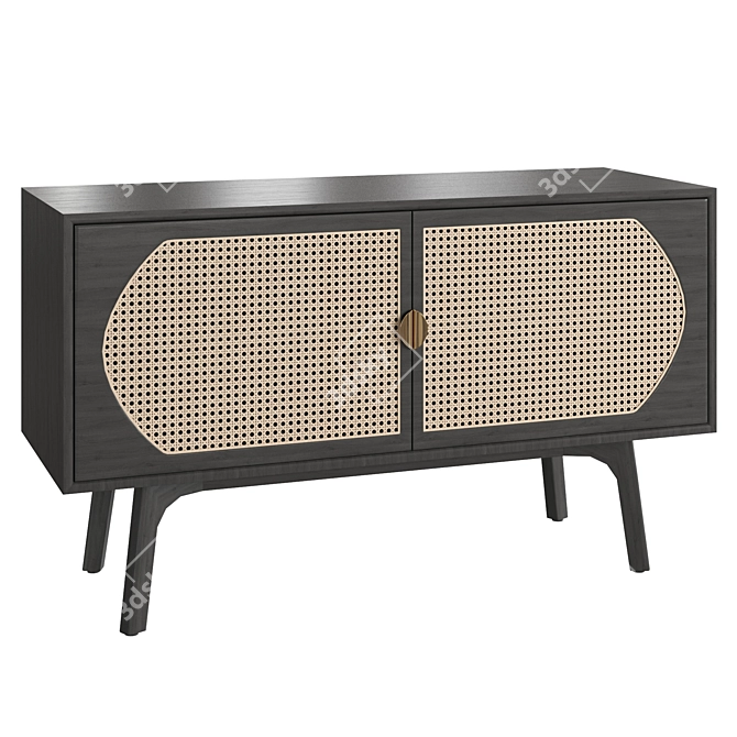 Elegant Rattan Sideboard: H70.5 x W120 x D45cm 3D model image 2