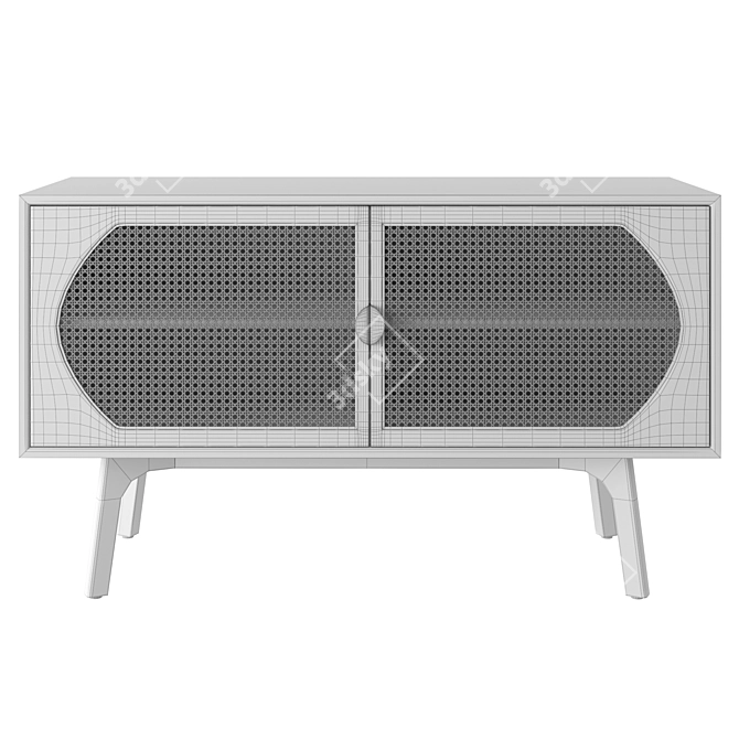 Elegant Rattan Sideboard: H70.5 x W120 x D45cm 3D model image 3