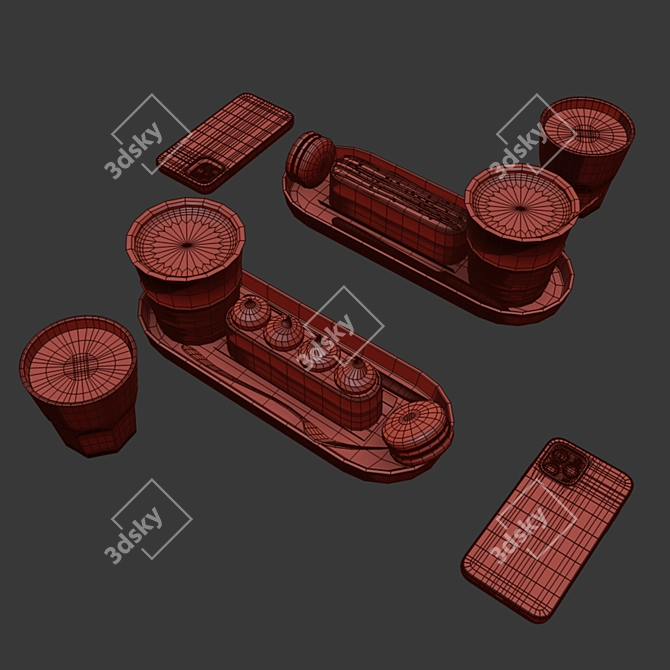 Cafe Table Decor Set 3D model image 7