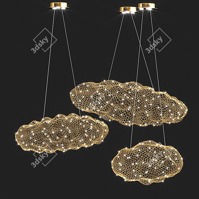 Elegant Gypsophila Chandeliers 3D model image 2