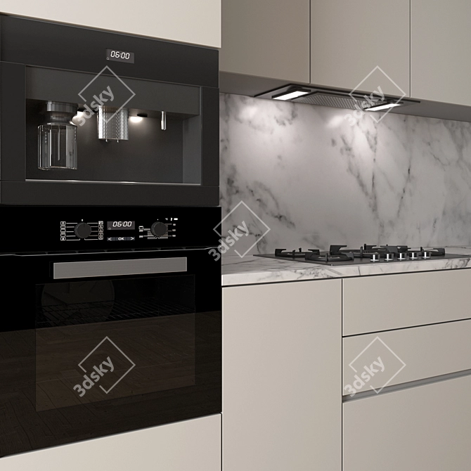 Modern Corner Kitchen Set 3D model image 3