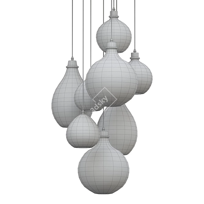 Modern Glass Canopy Pendant Light 3D model image 2