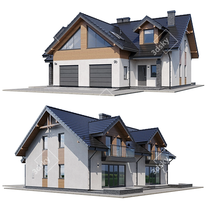 Twin Cottage V9: Modern & Spacious 3D model image 1