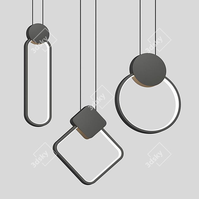 Geometric LED Pendant Lights 3D model image 2