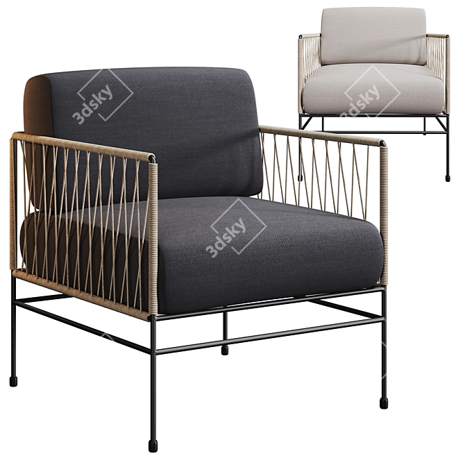 Modern Filaria Armchair: Stylish and Comfortable 3D model image 4
