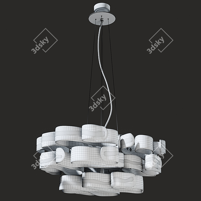 Elegant Murano Glass Metal Chandelier 3D model image 2