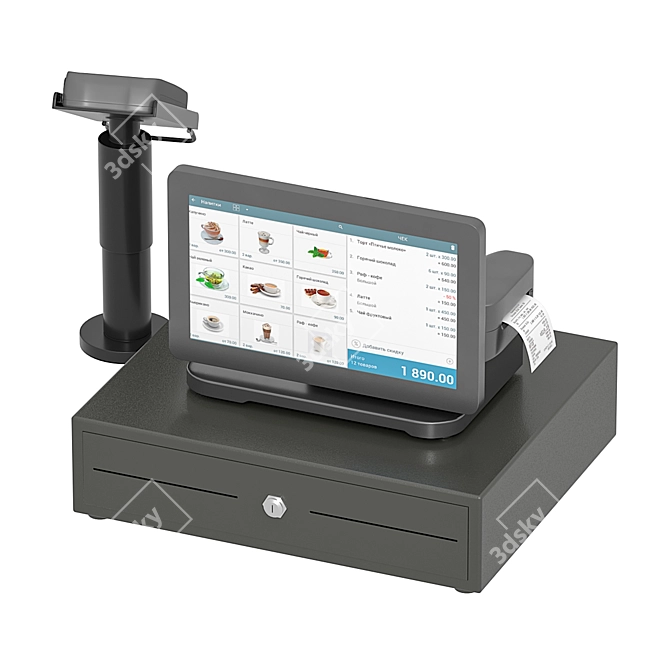 Modern POS Terminal for Electronic Payments 3D model image 3