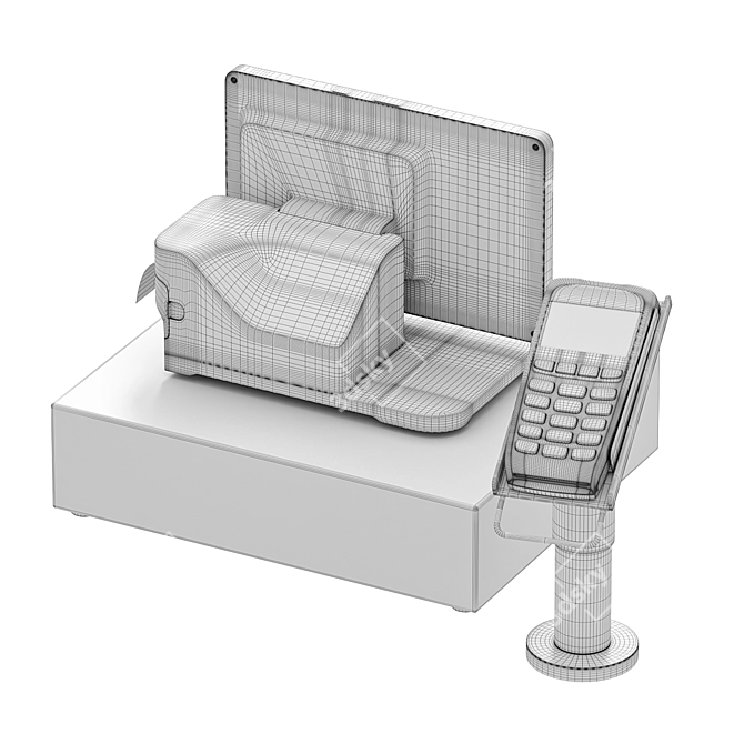 Modern POS Terminal for Electronic Payments 3D model image 4