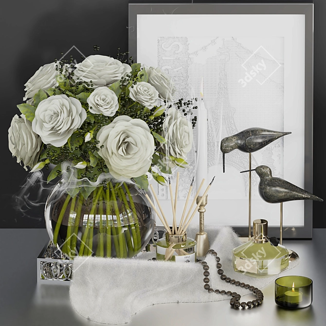 Rose Bliss Decor Set 3D model image 1