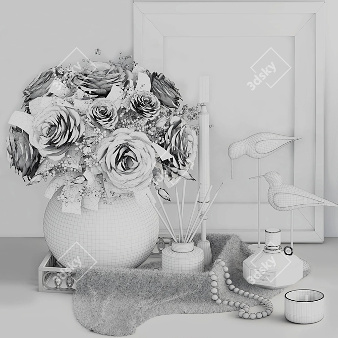Rose Bliss Decor Set 3D model image 4