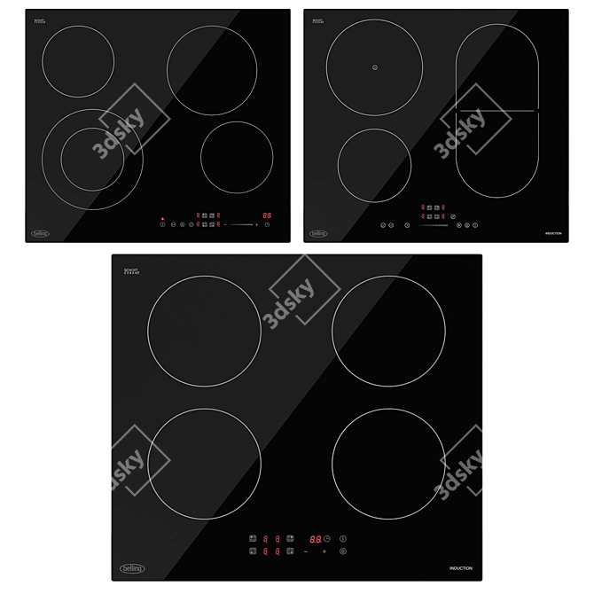 Sleek Belling Electric Hobs 3D model image 1