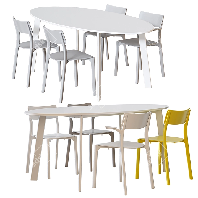 Modern Scandinavian GIDEÅ Table & JANINGE Chairs 3D model image 3