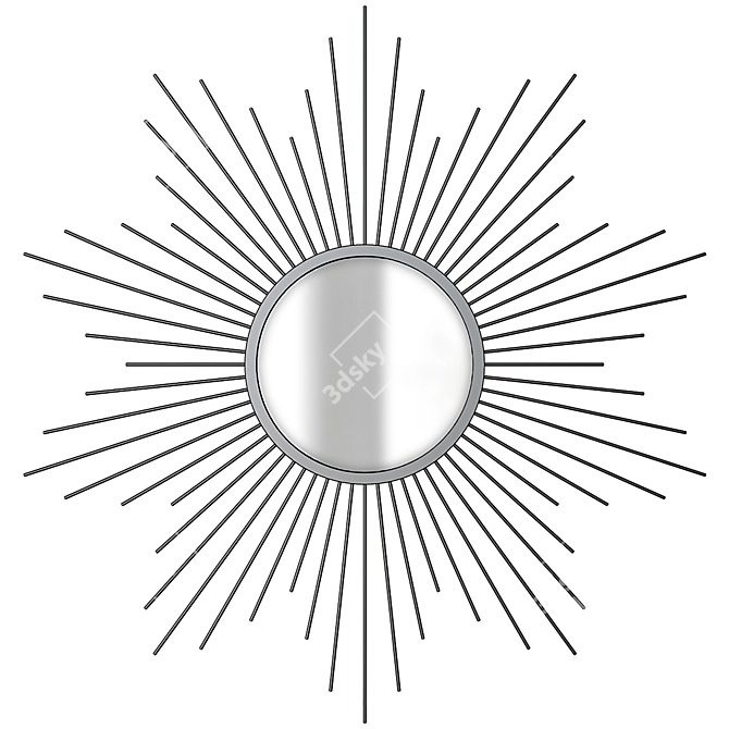 Sunburst Mirror: Elegant Metal Wall Decor 3D model image 5