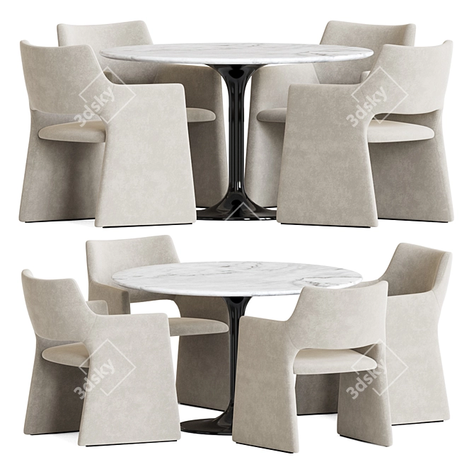 Modern Marble Dining Set 3D model image 2