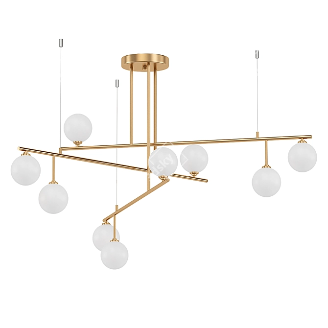 Rustic Brass Pendant Chandelier 3D model image 1