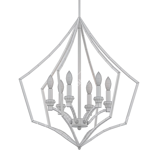 Sleek Freine Matte Abstract Chandelier 3D model image 2