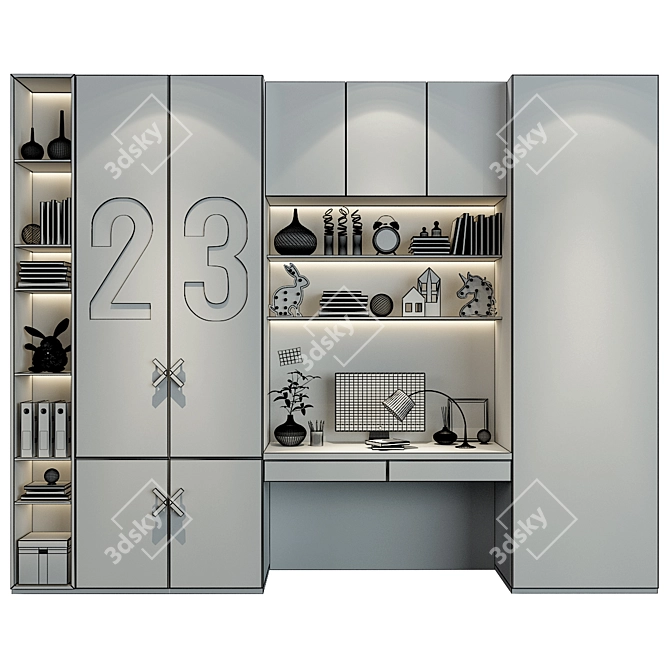 Customizable Children's Wardrobe: Spacious and Stylish 3D model image 2
