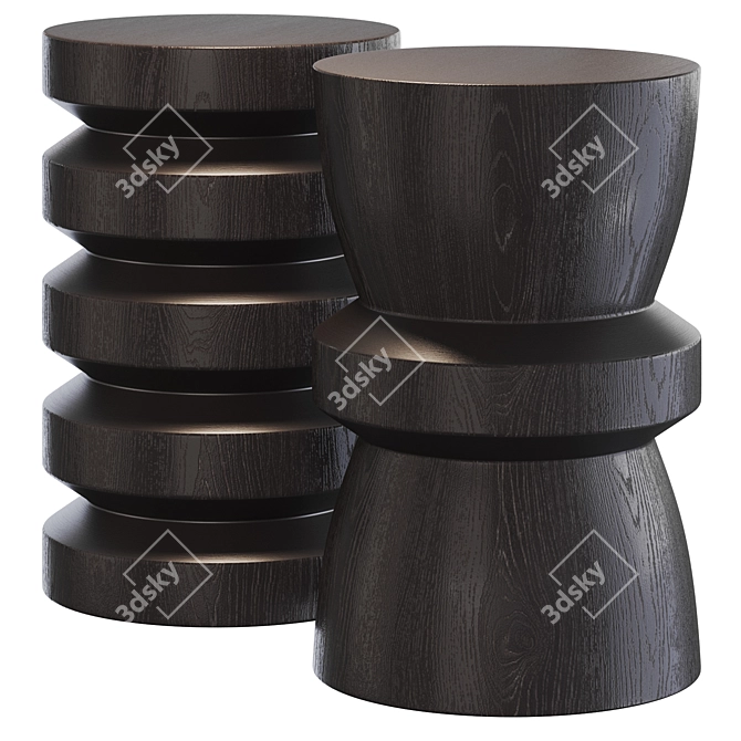 Wooden Side Tables Set: Lucretia + Lucinda 3D model image 1