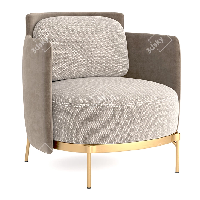 Modern Minimalist Tape Armchair & Ottoman 3D model image 4