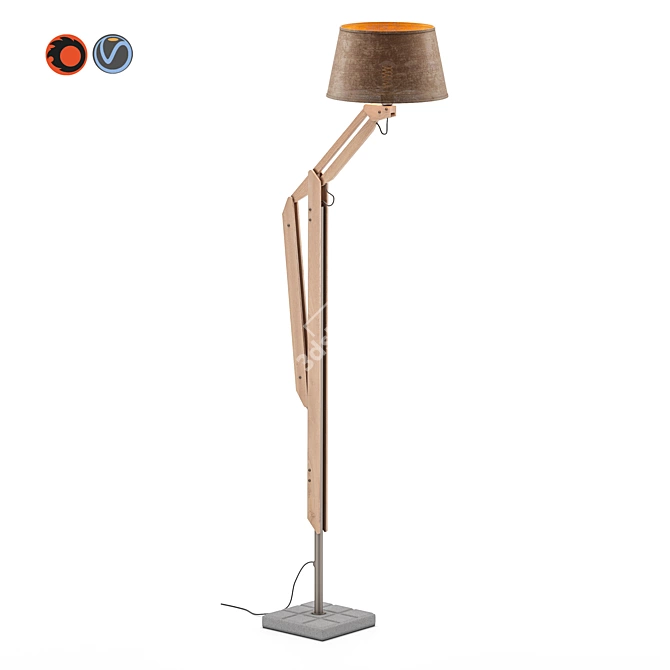 Dynamic Height-adjustable Floor Lamp 3D model image 1