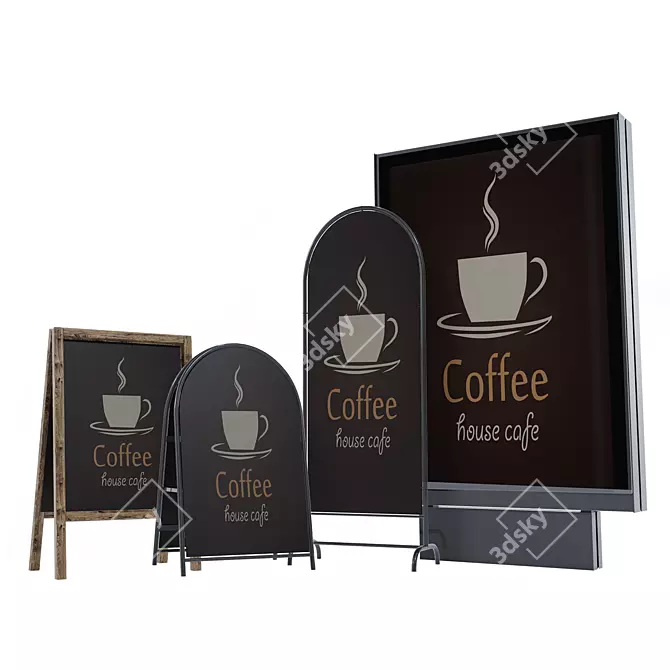 Portable Pavement Signs Set 3D model image 2