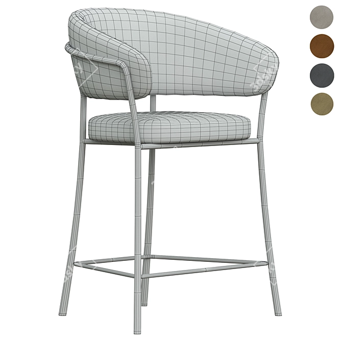 Luxury Velvet Gold Leg Bar Stool 3D model image 5