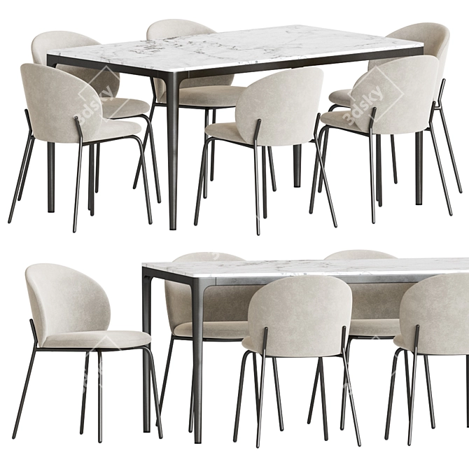 Princeton Chair Canto Table Dining Set 3D model image 1