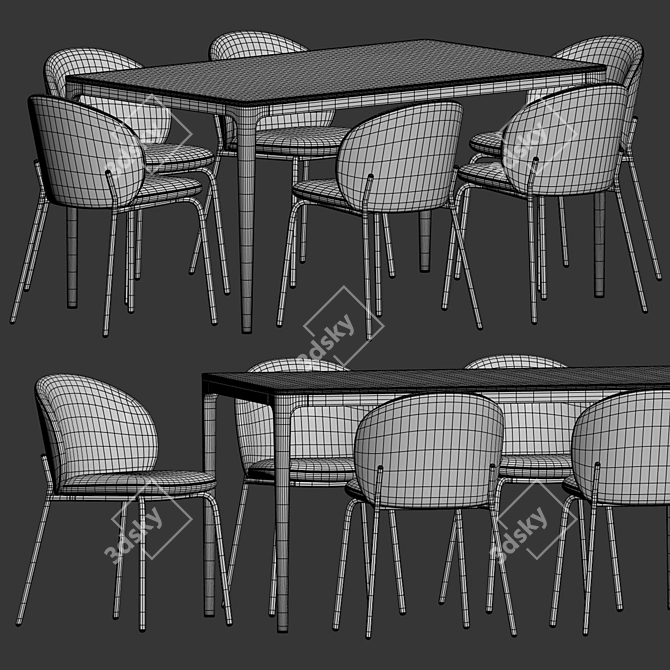 Princeton Chair Canto Table Dining Set 3D model image 3