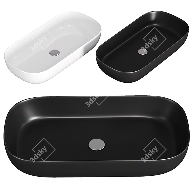 Elegant Matte Black Oval Sink 3D model image 1