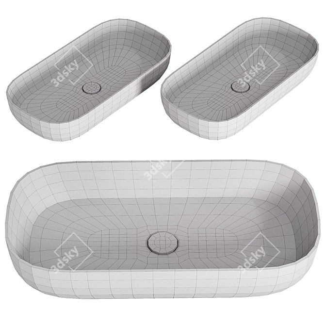 Elegant Matte Black Oval Sink 3D model image 2