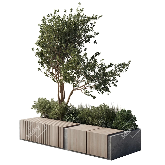 Eco-Friendly Urban Benches with Greenery 3D model image 2