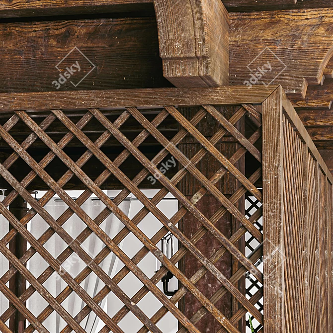 Elegant Outdoor Wooden Pergola 3D model image 3