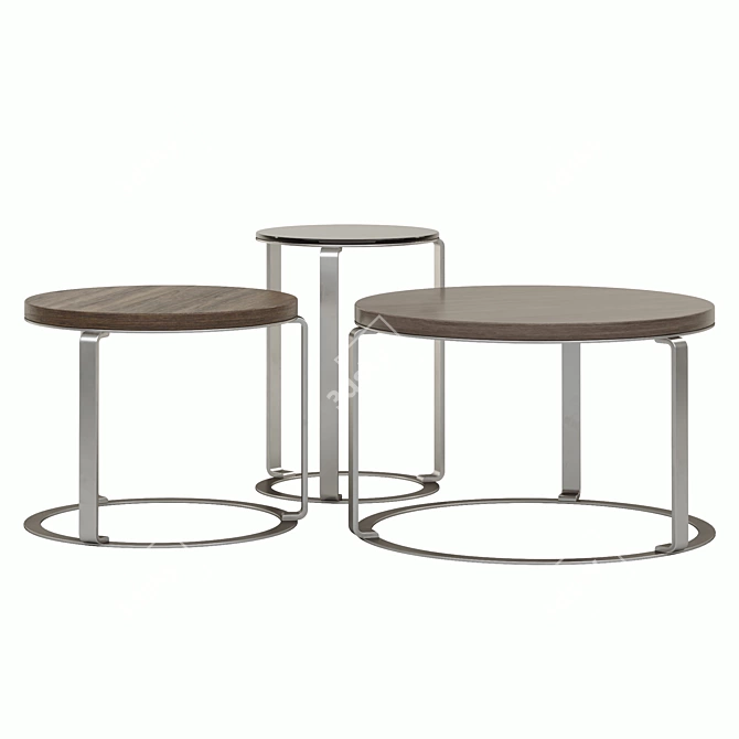 Sleek Steel Frame Ginger Coffee Tables 3D model image 3