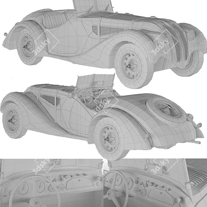 Vintage BMW 328 Sports Car 3D model image 1