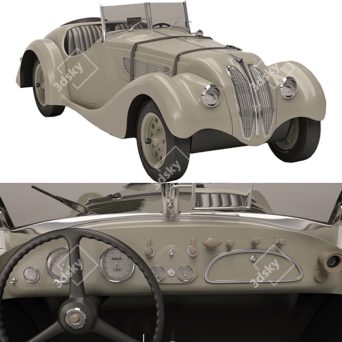 Vintage BMW 328 Sports Car 3D model image 7