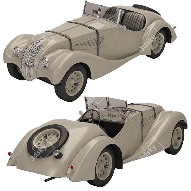 Vintage BMW 328 Sports Car 3D model image 8