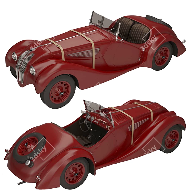 Vintage BMW 328 Sports Car 3D model image 16