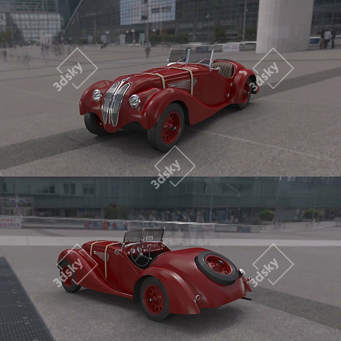 Vintage BMW 328 Sports Car 3D model image 19