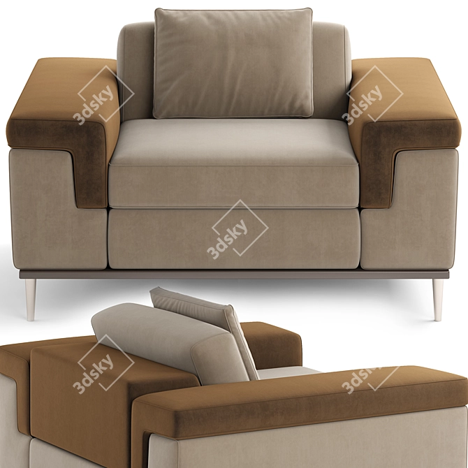 Luxury Velvet Armchair: MD001 3D model image 3