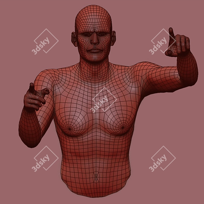 Contemporary Human Sculpture Wall Art 3D model image 4