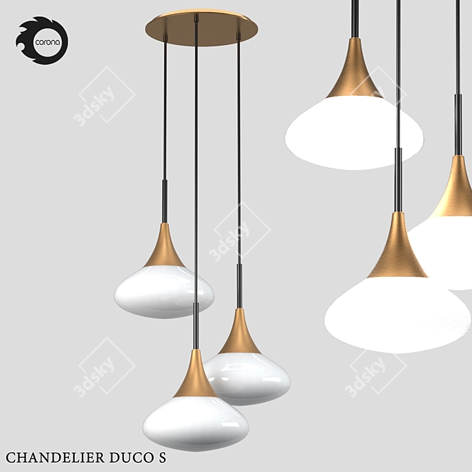 Elegant Duco S Chandelier - 1600mm 3D model image 1