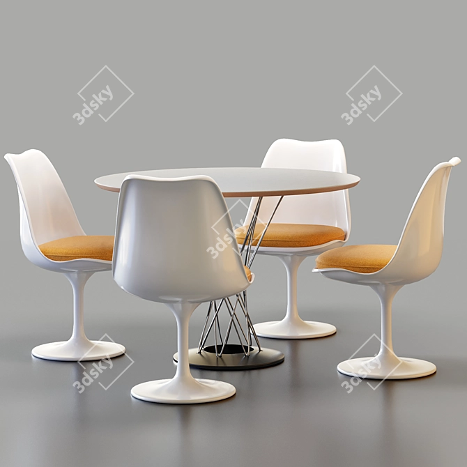 Modern Knoll Cyclone & Tulip Dining Set 3D model image 9