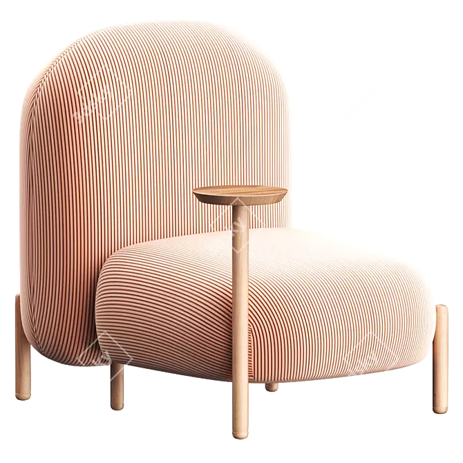 Modern BALLOON Easy Chair with Built-in Magazine Rack 3D model image 1