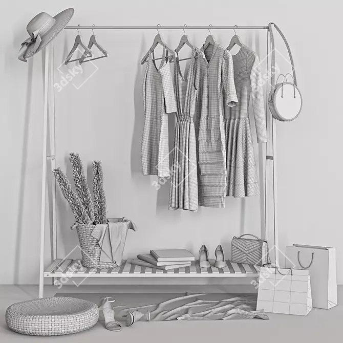 Modern Closet with Set Objects 3D model image 5