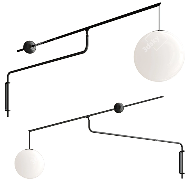 Sleek Glass Elegance: MALAMATA Wall Lamp 3D model image 1
